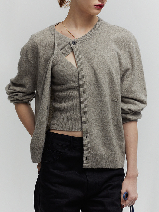 CASHMERE KNITTED BRA TOP_GRAY