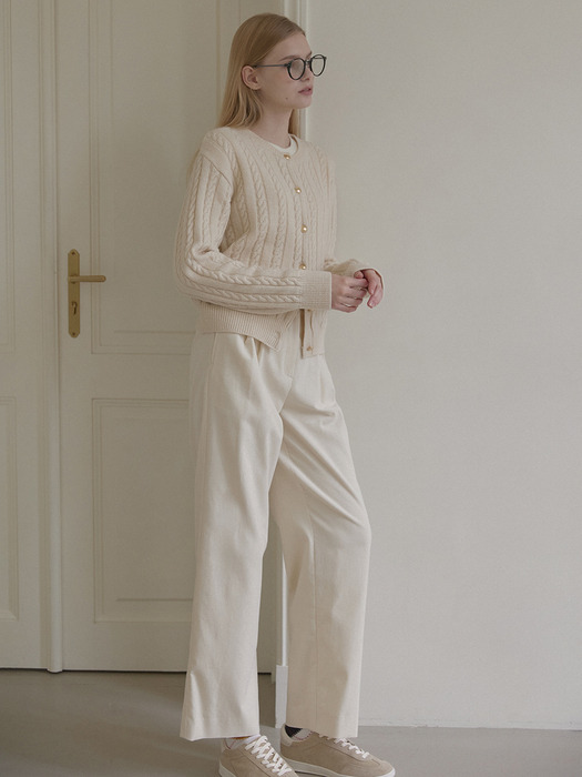 Daily Two Tuck Corduroy Pants - Ivory