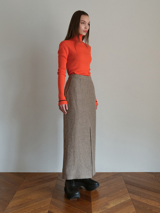 Front Slit Skirt_Oatmeal