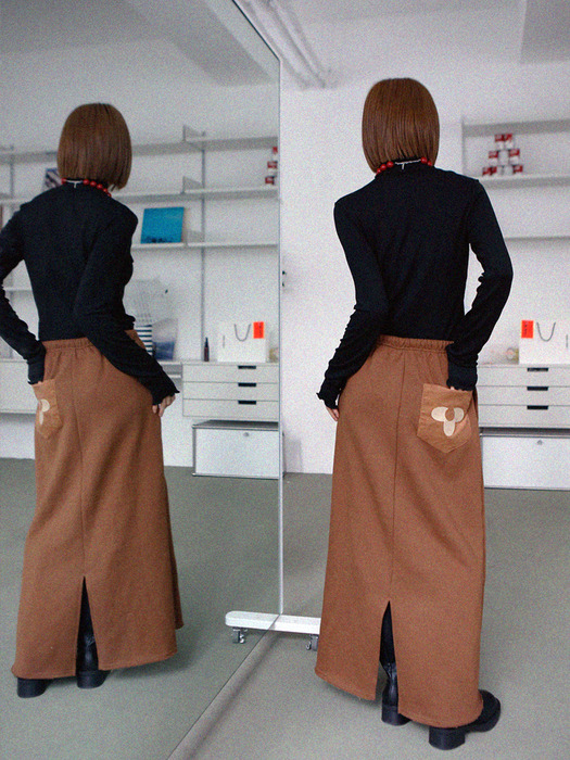 For Sunshine Moments Bleach Dying Sweat Skirt Brown