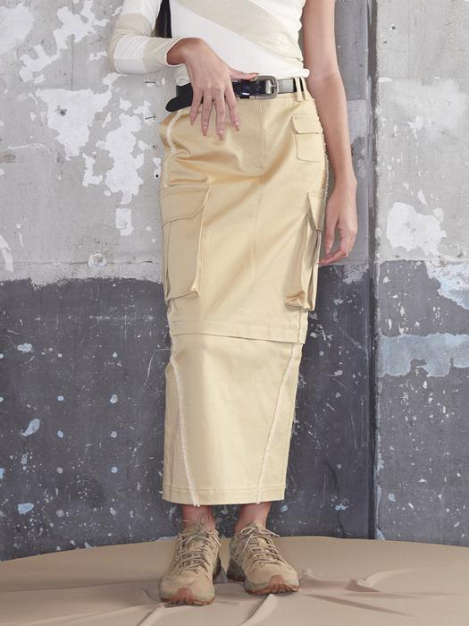 JOEL Cargo Long Skirt Beige