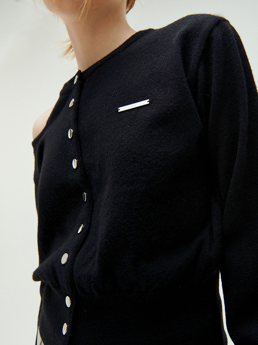 cut-out logobutton cardigan-black