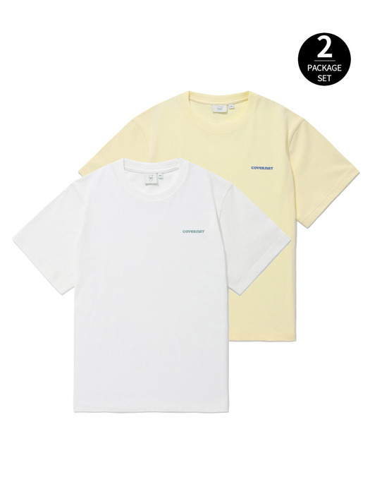 우먼 쿨 코튼 에센셜 2-PACK 티셔츠 화이트+버터