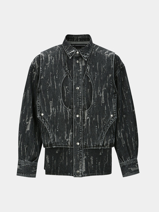 LAYERED DENIM JACKET awa580m(BLACK)