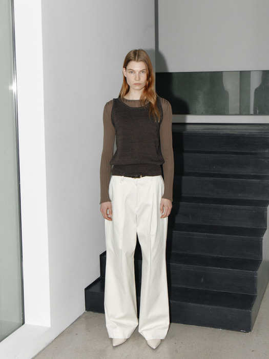 COTTON ONE TUCK PANTS