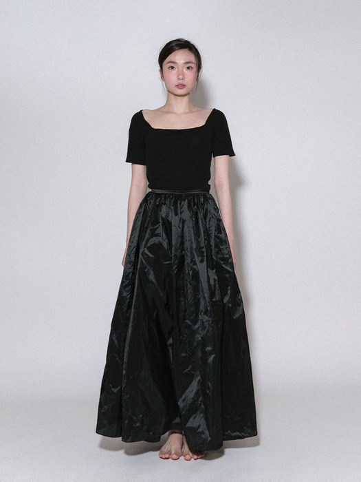 Grace Shirring Skirt_Black