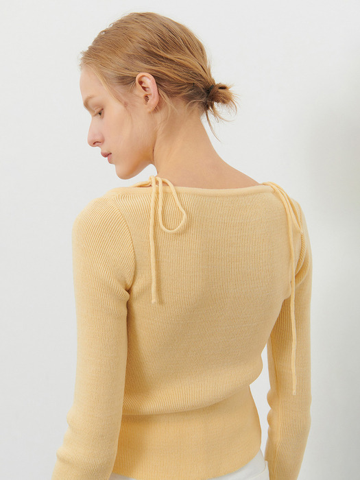 STRAP BOATNECK CARDIGAN YELLOW