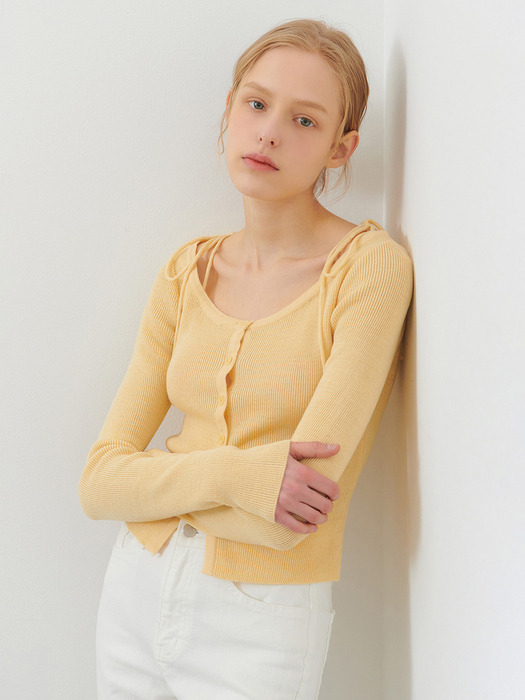 STRAP BOATNECK CARDIGAN YELLOW