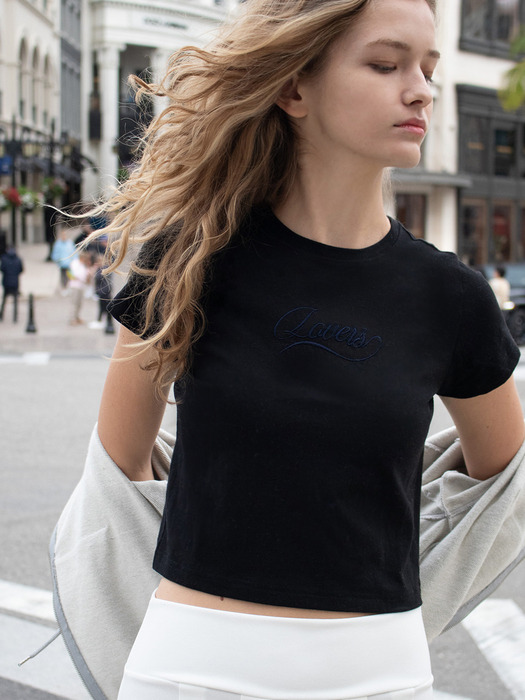LOVERS Embroidery T-Shirts(러버스)_BLACK