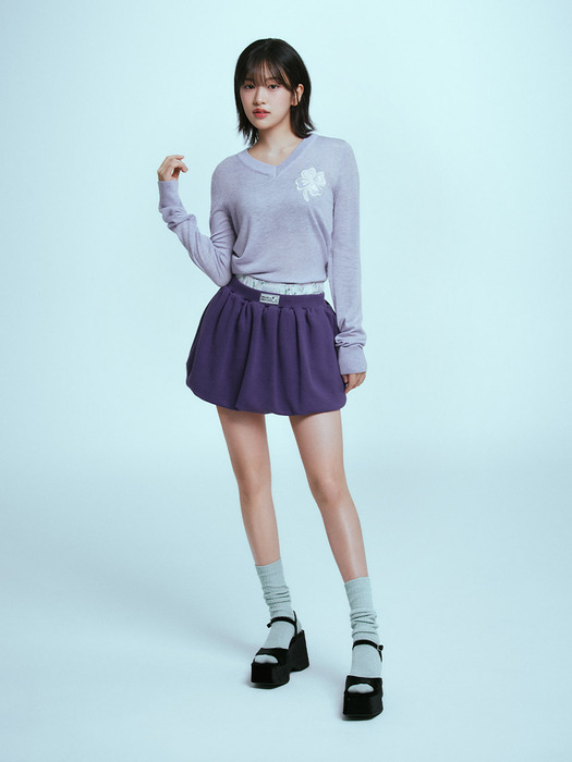 WOOL CROPPED V NECK CLOVERMARDI_PURPLE