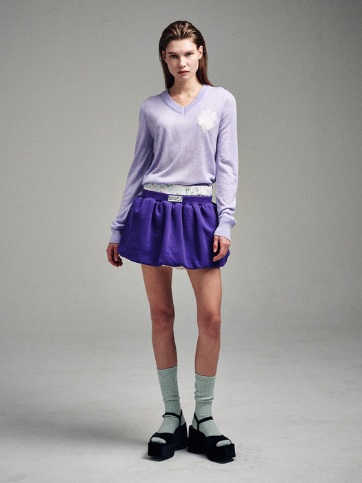 WOOL CROPPED V NECK CLOVERMARDI_PURPLE