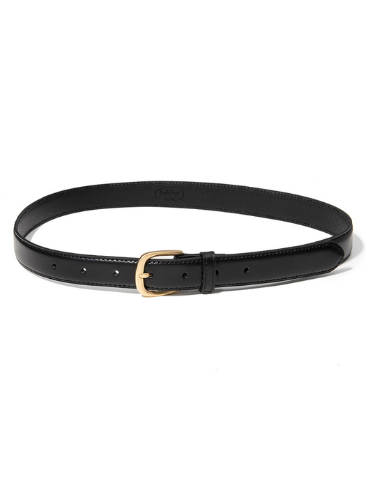 (W) simple gold cowhide leather belt (T019_black)