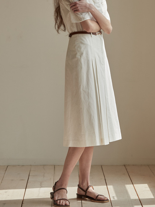 Front pleats detail skirt - Off white