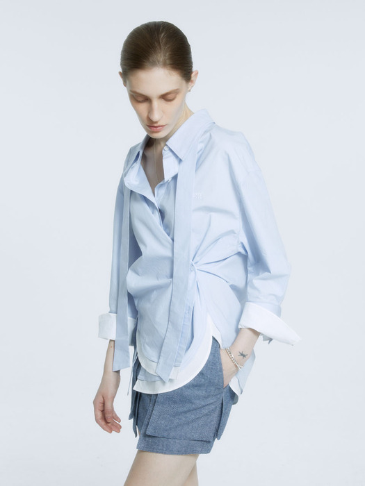 AVENIR Double Layered Cuffs Shirt_Blue