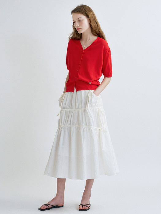 S Shirring Detail Skirt_White