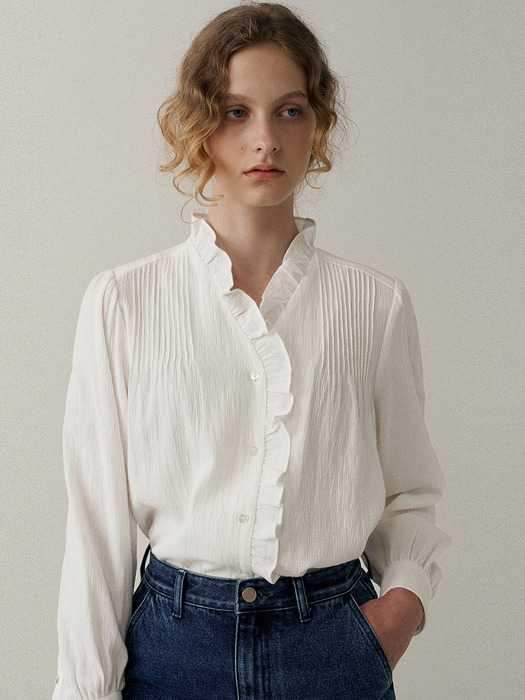 cotton pin-tuck blouse  (off white)