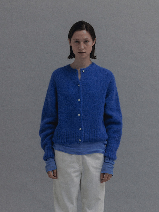 Alpaca knit cardigan (Pacific blue)