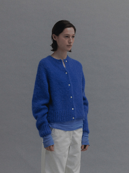 Alpaca knit cardigan (Pacific blue)