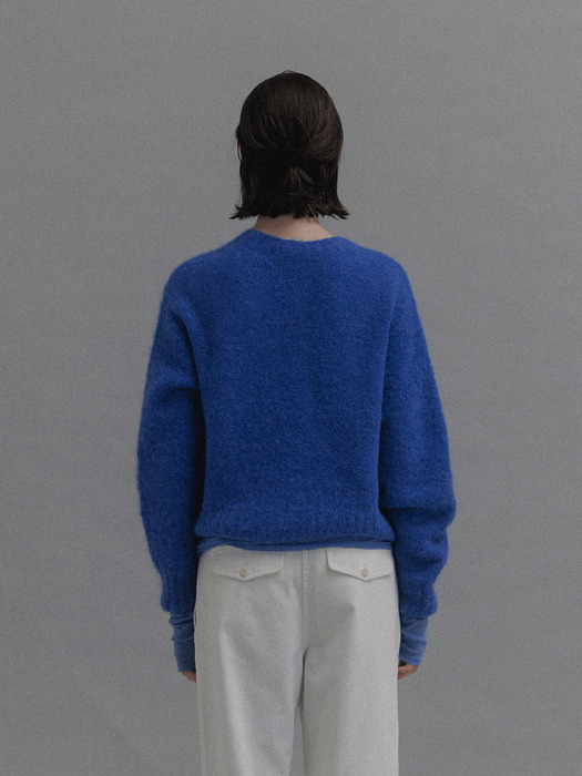 Alpaca knit cardigan (Pacific blue)