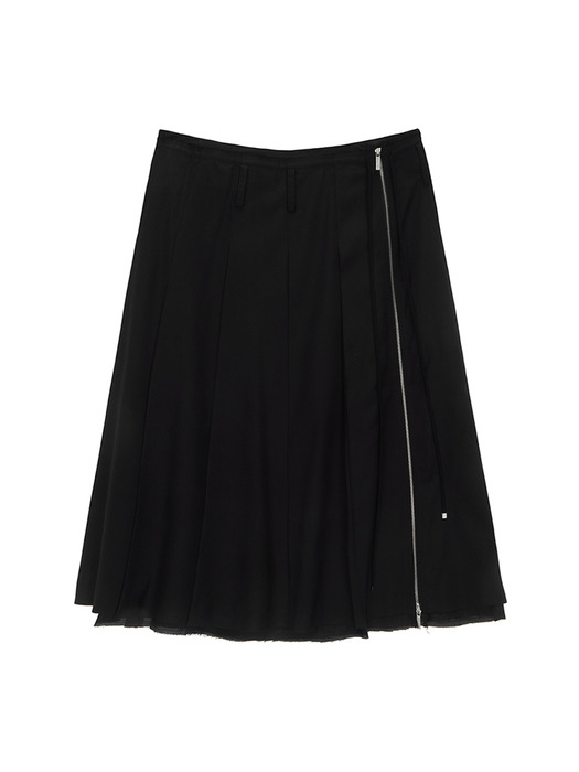 STRING POINT LAYERED PLEATS SKIRT IN BLACK