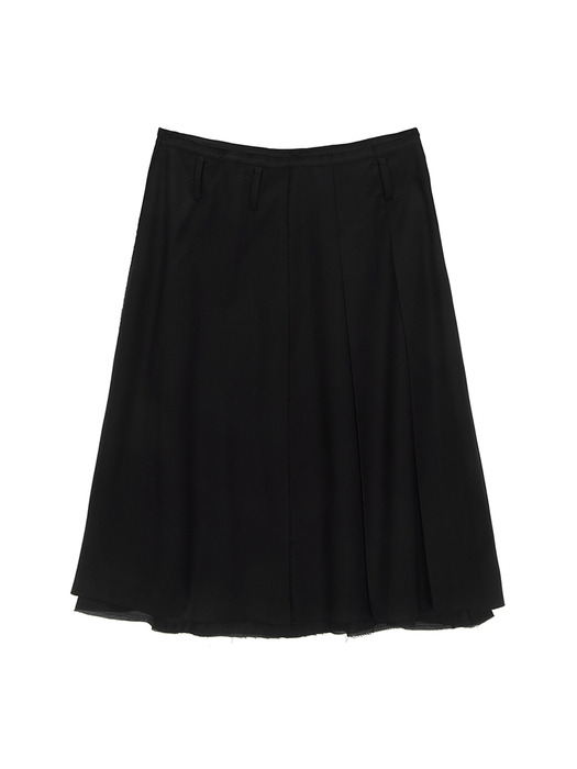 STRING POINT LAYERED PLEATS SKIRT IN BLACK