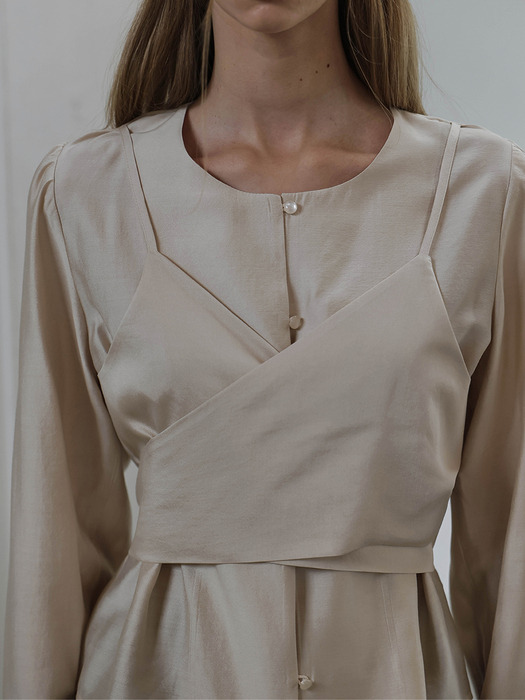 Day Layered Wrap Blouse [Beige]