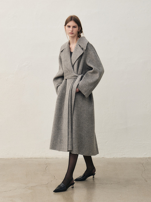 RTF CAMEL SILK DOUBLE LONG COAT [HAND MADE]_ GREY