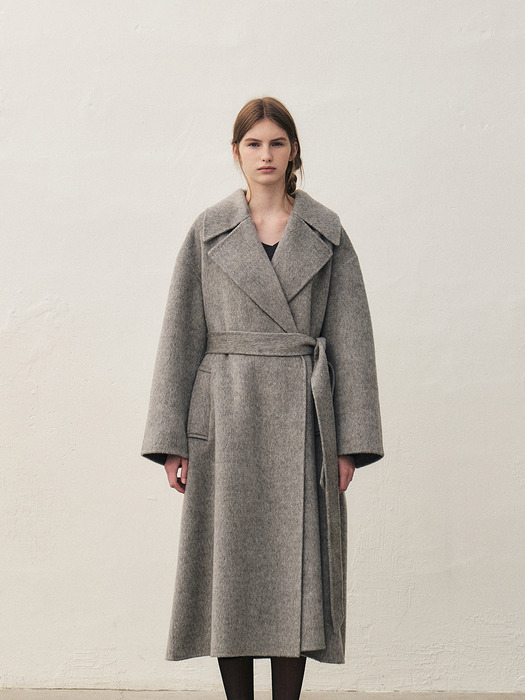 RTF CAMEL SILK DOUBLE LONG COAT [HAND MADE]_ GREY