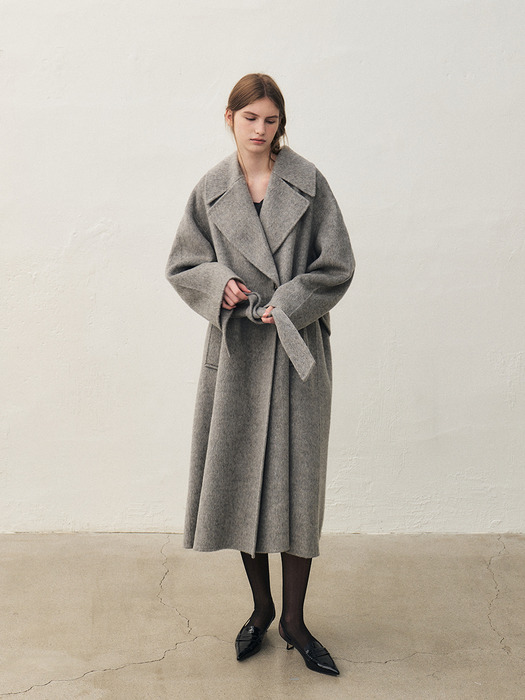 RTF CAMEL SILK DOUBLE LONG COAT [HAND MADE]_ GREY