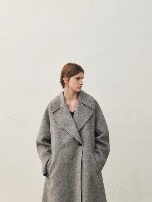 RTF CAMEL SILK DOUBLE LONG COAT [HAND MADE]_ GREY