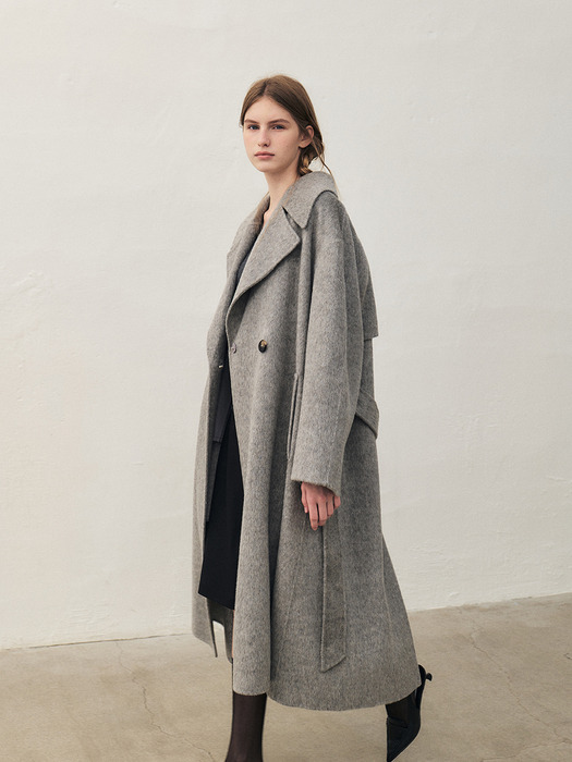 RTF CAMEL SILK DOUBLE LONG COAT [HAND MADE]_ GREY