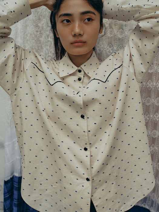 Dot Western Shirt White_F243ST02