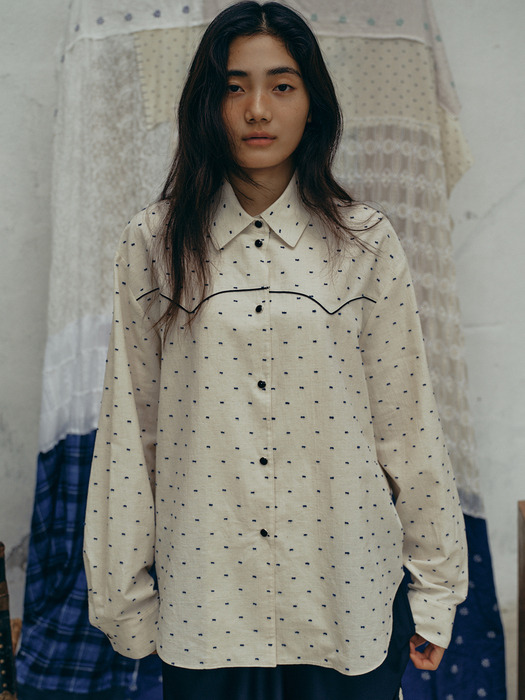 Dot Western Shirt White_F243ST02