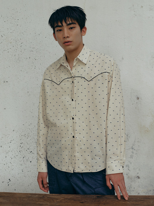 Dot Western Shirt White_F243ST02