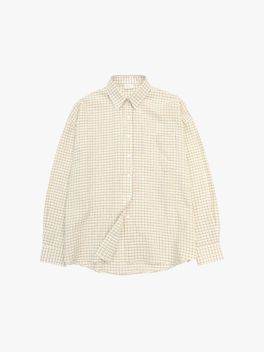 Lossy Grid Oversized checkered shirt Beige