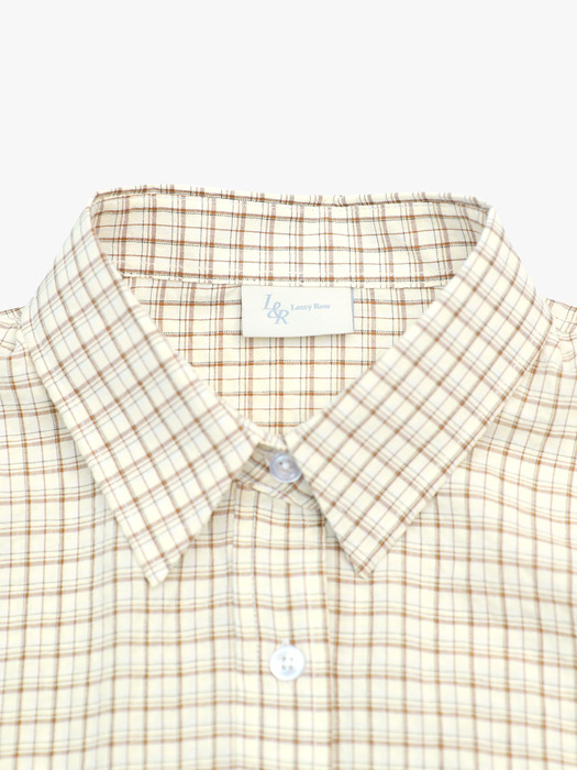 Lossy Grid Oversized checkered shirt Beige