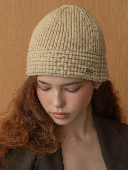 [단독] Two patterend beanie hat, Noelle (2 colors)