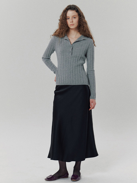 Nora Buttoned Knit in Melange Grey