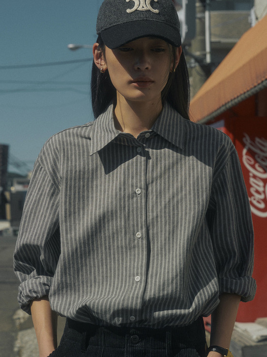 PICO STRIPE SHIRT_CHARCOAL