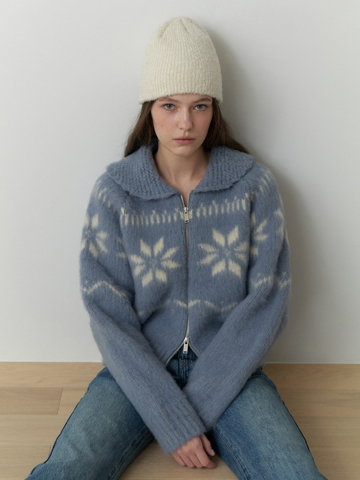 Snowball knit cardigan (sky blue)