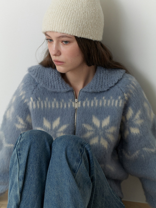 Snowball knit cardigan (sky blue)