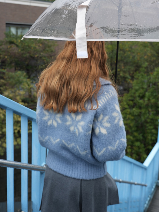 Snowball knit cardigan (sky blue)