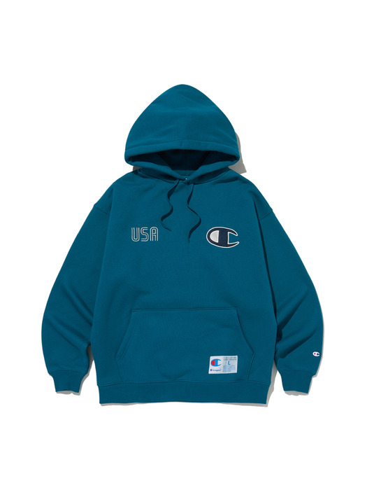 [ASIA] Super Fleece 그래픽 후드스웨트셔츠 (TURQUOISE BLUE) CKTS4F512T2