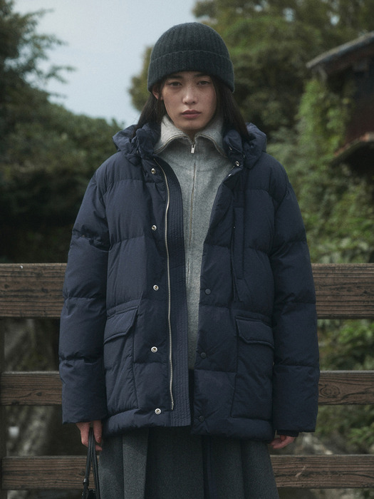 MORI HOOD DOWN PADDING_NAVY