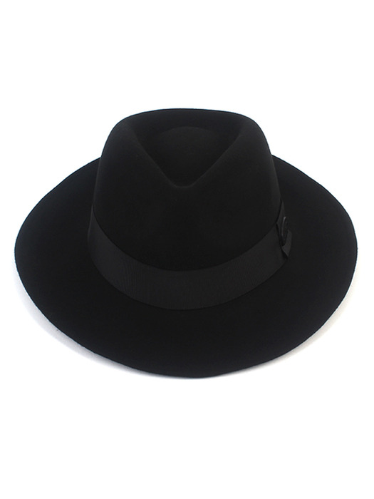 V Wire Line Black Wool Fedora 울페도라