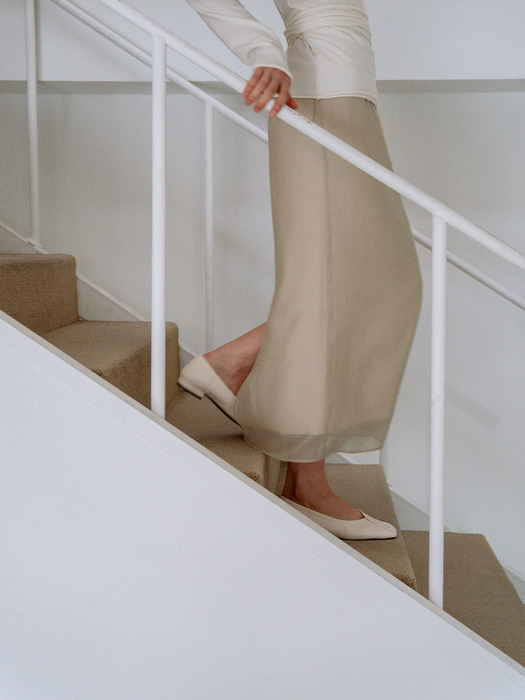 Sheer H-Line long Skirt[LMBESPSK5401]-Beige