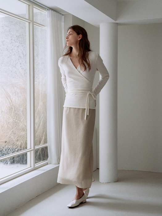 Sheer H-Line long Skirt[LMBESPSK5401]-Beige