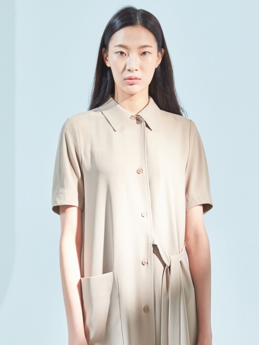 one pocket robe dress sand beige