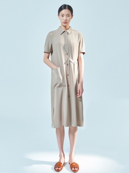 one pocket robe dress sand beige