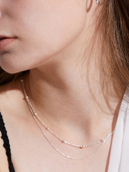 [Silver925] TWO LINE LAYERED BALL NECKLACE